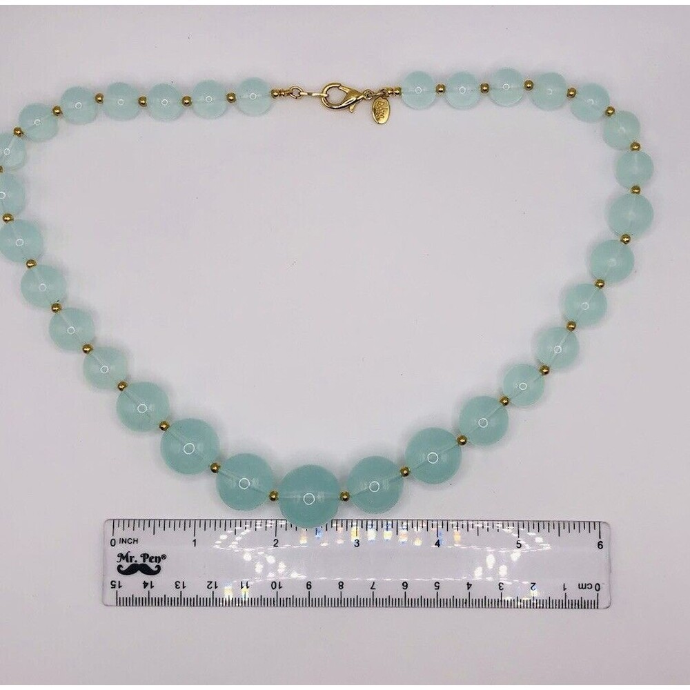 JOAN RIVERS Signed Aqua Lucite Beaded Necklace~ - Picture 5 of 8